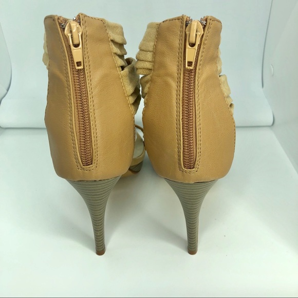 🌵Pilar Abril Tan Wrap Style Zip Back Heels 8 1/2 - Picture 3 of 8